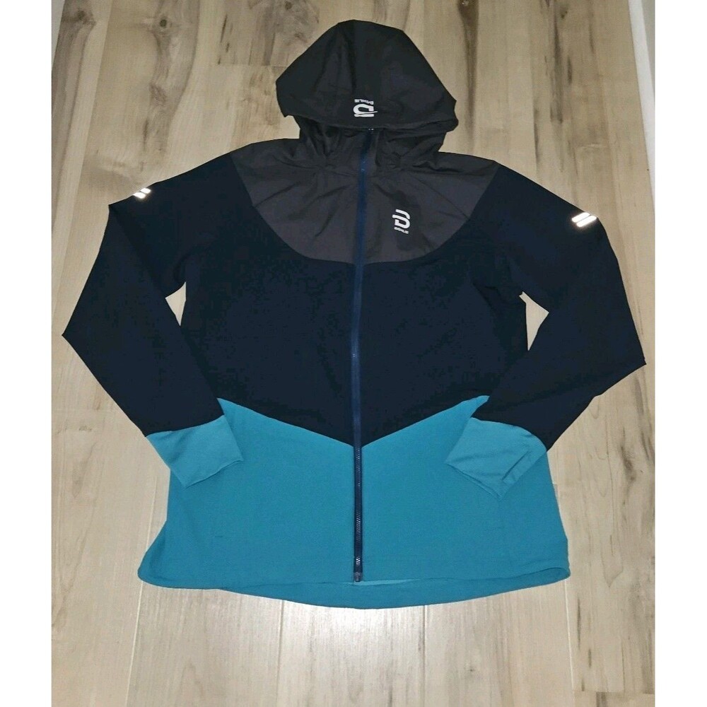Bjorn Daehlie Gatineau Jacket Womens XL Blue Teal Gray Hooded Softshell Running
